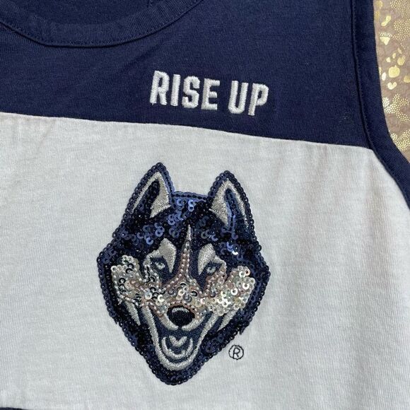PINK Victorias Secret Uconn Huskies Royal Blue Sequin Tank Top, Small - Picture 3 of 5